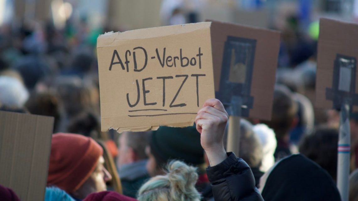 Demonstration gegen die AfD (Alternative für Deutschland) und gegen Rechts in Marburg, Deutschland