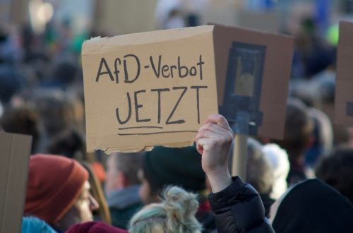Demonstration gegen die AfD (Alternative für Deutschland) und gegen Rechts in Marburg, Deutschland